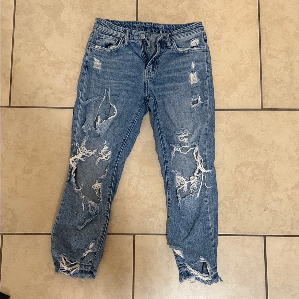 Flying Monkey Distressed Blue Boyfriend Jeans